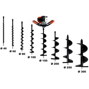 Tarière thermique 3 CV 52 cm3, + lot de 8 mèches (40, 60, 80, 100, 150, 200, 250 et 300 mm) — image 2