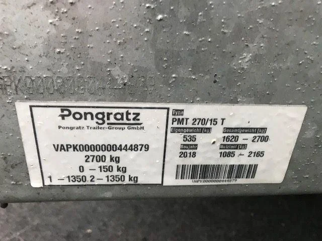 T7IJJHF Pongratz Remorque porte-engins PMT 270/15 T – PTAC 2,7 Tonnes — image 15