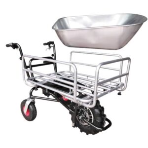 Defpro Brouette motorisée 24V Charge 120 kg Moteur 250W silencieux Autonomie 6-8h Panier réglable et benne pour terrains accidentés — image 6