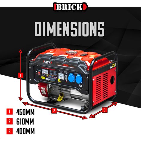 BRICK Brick – Groupe électrogène 2800W – Essence – 2 prises – AVR – Autonomie 7.2H – Moteur 208CC – Réservoir 15L vue 4 BRICK Brick – Groupe électrogène 2800W – Essence – 2 prises – AVR – Autonomie 7.2H – Moteur 208CC – Réservoir 15L vue 4