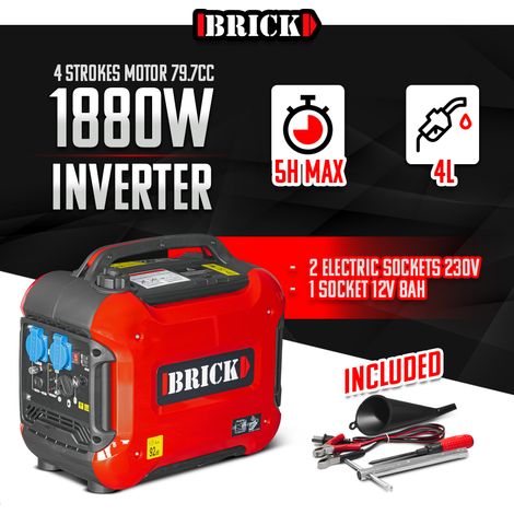BRICK Brick – Groupe électrogène inverter silencieux 1880W – 2 prises 230V – Moteur 4 temps 79.7cc – Autonomie 5H – Arrêt automatique surcharge vue 2 BRICK Brick – Groupe électrogène inverter silencieux 1880W – 2 prises 230V – Moteur 4 temps 79.7cc – Autonomie 5H – Arrêt automatique surcharge vue 2