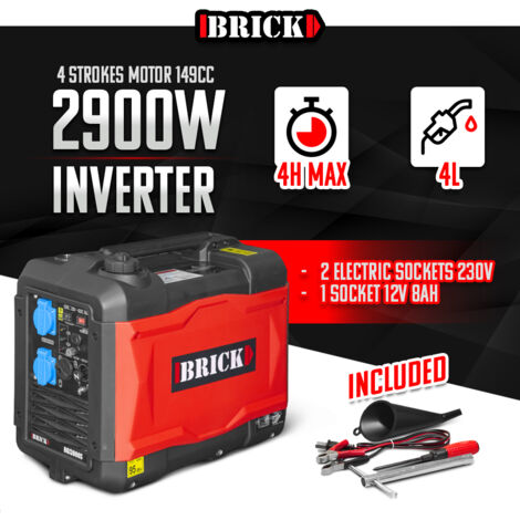 BRICK Brick – Groupe électrogène inverter silencieux 2900W – 2 prises 230V – Moteur 4 temps 149cc – Autonomie 4H – Niveau sonore 63Db vue 2 BRICK Brick – Groupe électrogène inverter silencieux 2900W – 2 prises 230V – Moteur 4 temps 149cc – Autonomie 4H – Niveau sonore 63Db vue 2