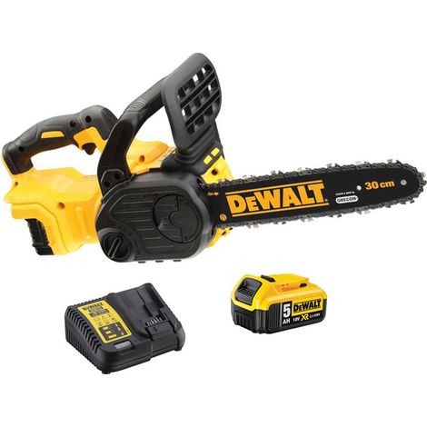 DEWALT Dewalt – Tronçonneuse élagueuse 18V – Moteur Brushless – Longueur de guide 30 cm – Batterie 5Ah pour 70 coupes par charge vue principale
