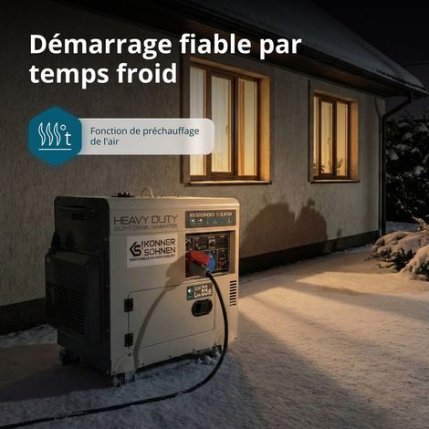 KÖNNER & SÖHNEN Könner & Söhnen – Groupe électrogène Diesel insonorisé 7,5 kW – Monophasé/Triphasé 230V/400V – Démarrage électrique – Prise ATSR – Moteur Heavy Duty vue 4 KÖNNER & SÖHNEN Könner & Söhnen – Groupe électrogène Diesel insonorisé 7,5 kW – Monophasé/Triphasé 230V/400V – Démarrage électrique – Prise ATSR – Moteur Heavy Duty vue 4