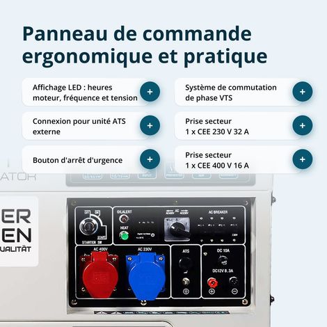 KÖNNER & SÖHNEN Könner & Söhnen – Groupe électrogène Diesel insonorisé 7,5 kW – Monophasé/Triphasé 230V/400V – Démarrage électrique – Prise ATSR – Moteur Heavy Duty vue 5 KÖNNER & SÖHNEN Könner & Söhnen – Groupe électrogène Diesel insonorisé 7,5 kW – Monophasé/Triphasé 230V/400V – Démarrage électrique – Prise ATSR – Moteur Heavy Duty vue 5