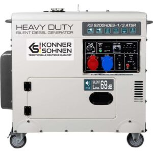 KÖNNER & SÖHNEN Könner & Söhnen – Groupe électrogène Diesel insonorisé 7,5 kW – Monophasé/Triphasé 230V/400V – Démarrage électrique – Prise ATSR – Moteur Heavy Duty vue principale