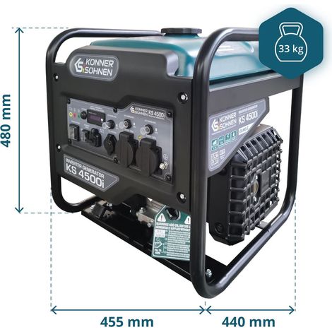 KÖNNER & SÖHNEN Könner & Söhnen – Groupe électrogène essence 4.5 kW – Onduleur pour équipements sensibles – Démarrage manuel – Autonomie 9h18 – 2 prises Schuko 230V vue 5 KÖNNER & SÖHNEN Könner & Söhnen – Groupe électrogène essence 4.5 kW – Onduleur pour équipements sensibles – Démarrage manuel – Autonomie 9h18 – 2 prises Schuko 230V vue 5