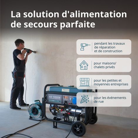 KÖNNER & SÖHNEN Könner & Söhnen – Groupe électrogène essence 8 kW monophasé – Démarrage électrique – Régulation AVR – Autonomie 15H – 71 dB à 7m – 85,5 kg vue 3 KÖNNER & SÖHNEN Könner & Söhnen – Groupe électrogène essence 8 kW monophasé – Démarrage électrique – Régulation AVR – Autonomie 15H – 71 dB à 7m – 85,5 kg vue 3