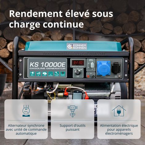 KÖNNER & SÖHNEN Könner & Söhnen – Groupe électrogène essence 8 kW monophasé – Démarrage électrique – Régulation AVR – Autonomie 15H – 71 dB à 7m – 85,5 kg vue 5 KÖNNER & SÖHNEN Könner & Söhnen – Groupe électrogène essence 8 kW monophasé – Démarrage électrique – Régulation AVR – Autonomie 15H – 71 dB à 7m – 85,5 kg vue 5