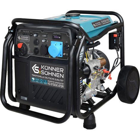 KÖNNER & SÖHNEN Könner & Söhnen – Groupe électrogène inverter 8,0 kW – Carburant essence – Démarrage électrique – ATS pour alimentation automatique – Technologie de pure sinus vue principale