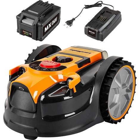 LAWNMASTER Lawnmaster – Robot tondeuse VBRM16 OcuMow™ pour pelouses jusqu'à 100m² – Coupe 20-60 mm – Batterie lithium-ion 24V 4.0Ah – Chargeur rapide inclus vue principale