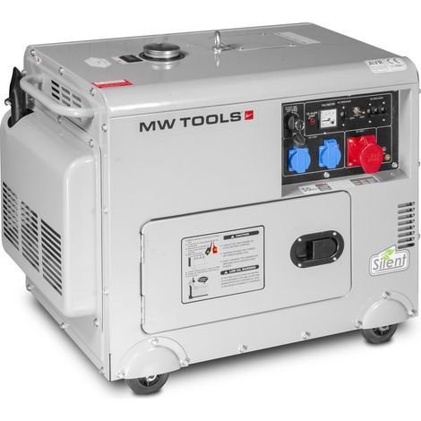 MW TOOLS Mw Tools – Groupe électrogène insonorisé diesel 6kW 3x400V + 1x230V – Démarrage électrique – Moteur Euro V – Autonomie jusqu'à 8h – DG65E vue principale