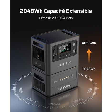 NIKYPJ AFERIY P280 Station d'alimentation Portable 2800W, Batterie Nomade 2048Wh Extensible à 10,24kWh, Recharge Rapide 1,5H, 220V-240V, Generateur Electrique pour Usage Domestique/Camping-car/Panne de Coura vue 3 AFERIY P280 station électrique portable 2800 W 2048 Wh - image 3