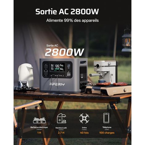 NIKYPJ AFERIY P280 Station d'alimentation Portable 2800W, Batterie Nomade 2048Wh Extensible à 10,24kWh, Recharge Rapide 1,5H, 220V-240V, Generateur Electrique pour Usage Domestique/Camping-car/Panne de Coura vue 2 AFERIY P280 station électrique portable 2800 W 2048 Wh - image 2