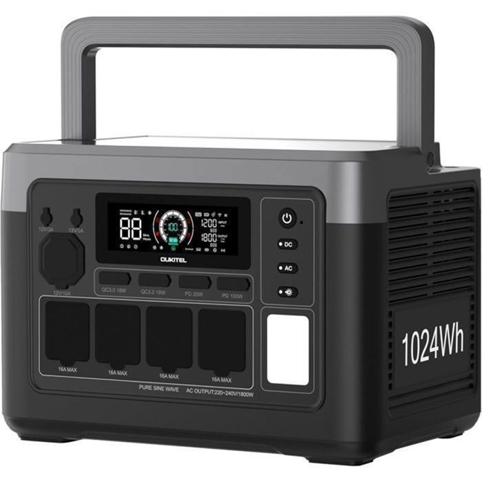 OUKITEL Station électrique portable OUKITEL P1000 Plus 1800W 1024Wh UPS 10ms Charge rapide 80% en 45 min vue principale