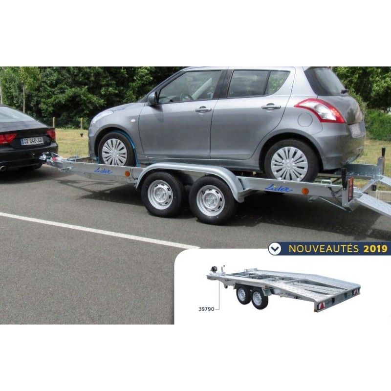 Remorque porte-voiture Lider roues dessous – plancher 71 cm – timon articulé – PTAC 2700 kg — image 4