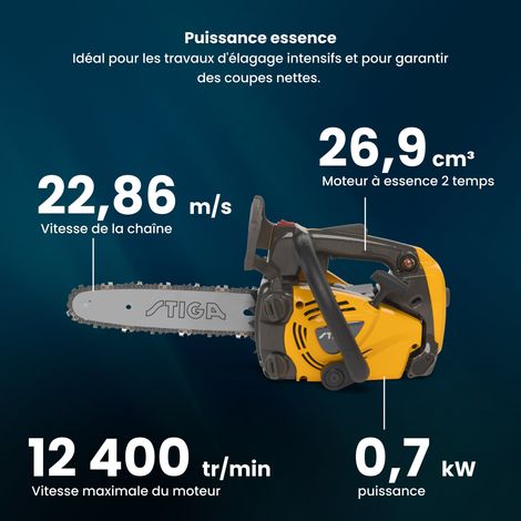 STIGA Stiga – Tronçonneuse thermique 26,9 cm³ avec guide 25 cm – Système de contrôle des vibrations – Pour arboriculture professionnelle vue 3 STIGA Stiga – Tronçonneuse thermique 26,9 cm³ avec guide 25 cm – Système de contrôle des vibrations – Pour arboriculture professionnelle vue 3