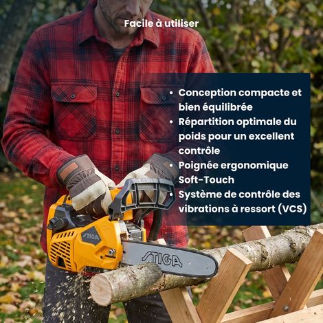 STIGA Stiga – Tronçonneuse thermique 26,9 cm³ avec guide 25 cm – Système de contrôle des vibrations – Pour arboriculture professionnelle vue 4 STIGA Stiga – Tronçonneuse thermique 26,9 cm³ avec guide 25 cm – Système de contrôle des vibrations – Pour arboriculture professionnelle vue 4