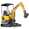 VTW Mini-pelle à chenilles 1,8t VTW-18 Mini-pelle hydraulique de 1,8 tonne avec accessoires jaune vue principale